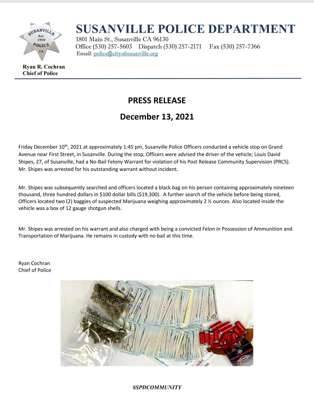 Traffic Stop in Susanville leads to Arrest