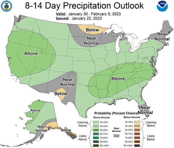 Above Average Precipitation Expected into 1st Week of February