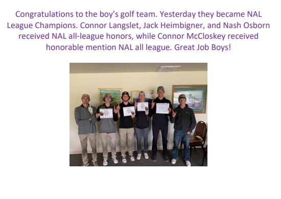 Lassen High Boys Golf Team NAL League Champs