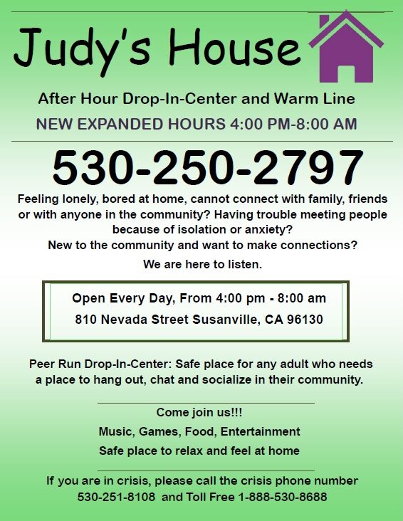 Judy’s House: Pioneering After-Hours Mental Health Support in Lassen County, Securing Vital Funding for the Future