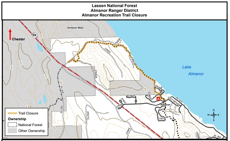 LNF Closes Three Miles of the Almanor Recreation Trail for Dixie Fire Restoration Work