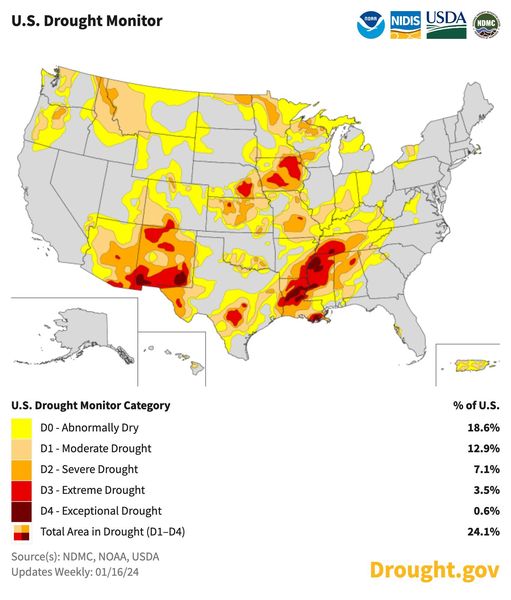 Drought Conditions in the USA Remain Mixed After a Wet Week