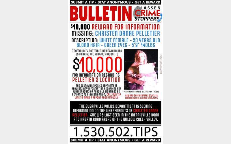$10,000 Reward Offered for Information on Missing Susanville Woman, Christen Pelletier