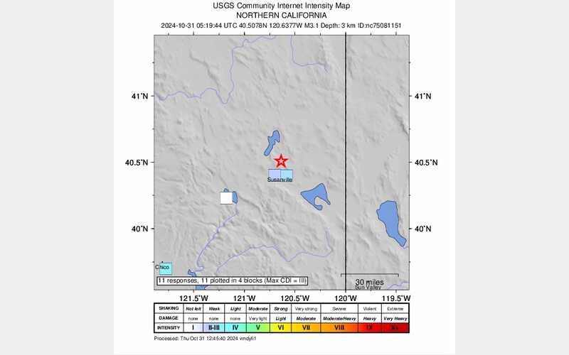 Third Minor Earthquake Jolts Susanville Area