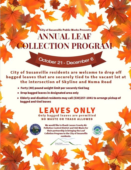 Susanville’s Leaf Collection Program Nears Final Drop-Off Date