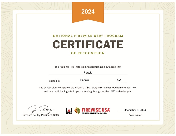Portola Achieves Firewise Certification with Community Collaboration