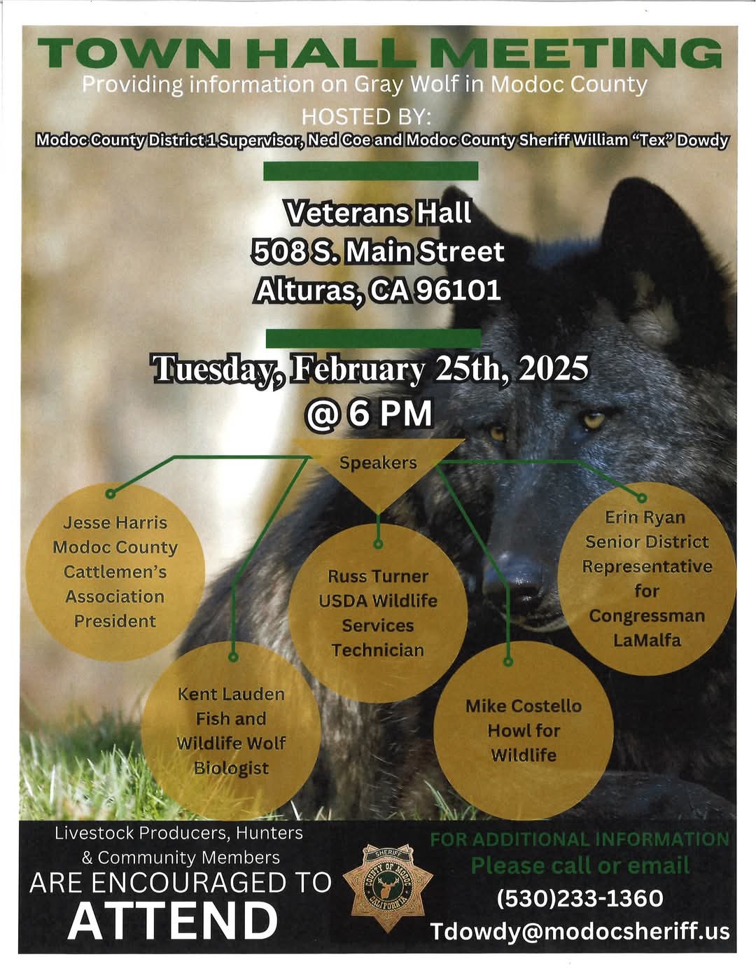 Modoc Town Hall Meeting on Gray Wolf