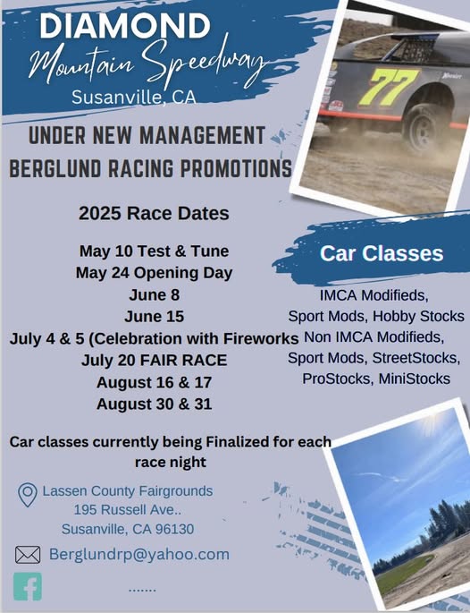 Diamond Mountain Speedway Season Schedule Unveiled