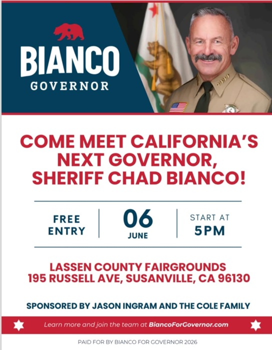 Meet Riverside County Sheriff Chad Bianco at Lassen County Fairgrounds Event