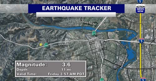 Redding Area Shaken by 3.6 Magnitude Earthquake Early Friday Morning