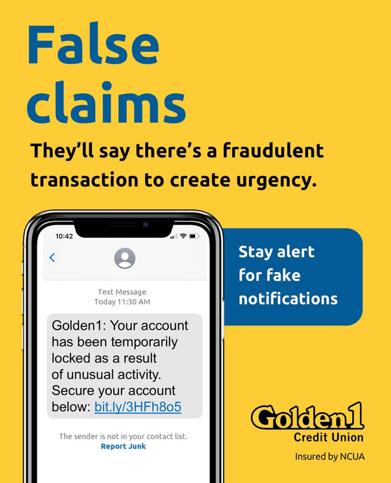 Beware of Smishing and Vishing Scams Targeting Golden 1 Credit Union Members