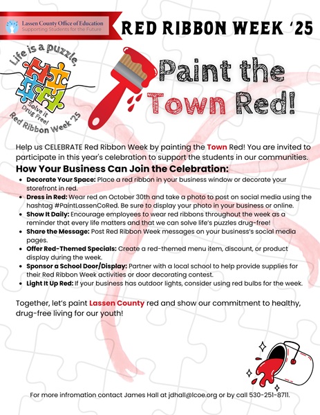 Lassen County Red Ribbon Week 2025 Join the Drug Free Life Puzzle Campaign
