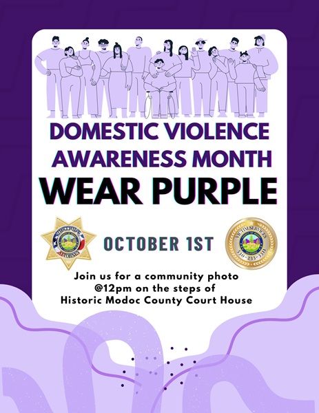 Join Modoc County for Domestic Violence Awareness Month Community Photo in Support of Survivors