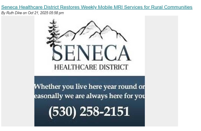 Seneca Healthcare District Restores Weekly Mobile MRI Services for Rural Communities