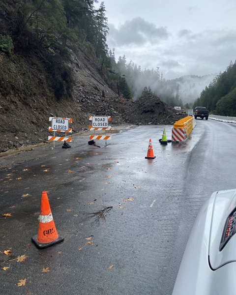 Route 36 Grizzly Slide Update One Way Traffic and Road Maintenance Near Grizzly Creek