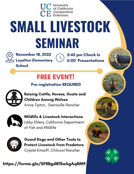 Free Small Livestock Seminar on Predator Protection for Sierra County