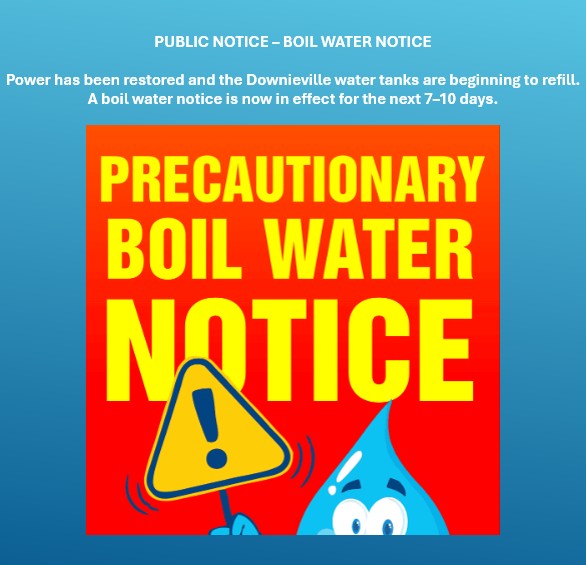Boil Water Notice Issued for Downieville Following Power Restoration