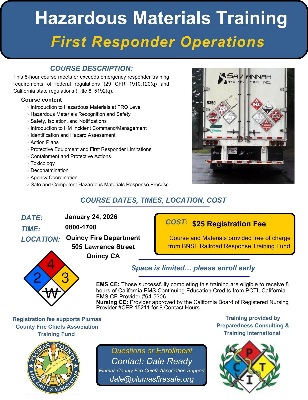 Plumas County HazMat First Responder Operations Training January 2026