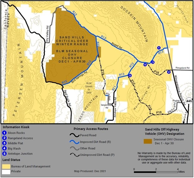 Seasonal motorized vehicle closure at Sand Hills Critical Wildlife Habitat Area