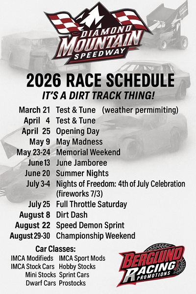 Diamond Mountain Speedway 2026 Race Schedule