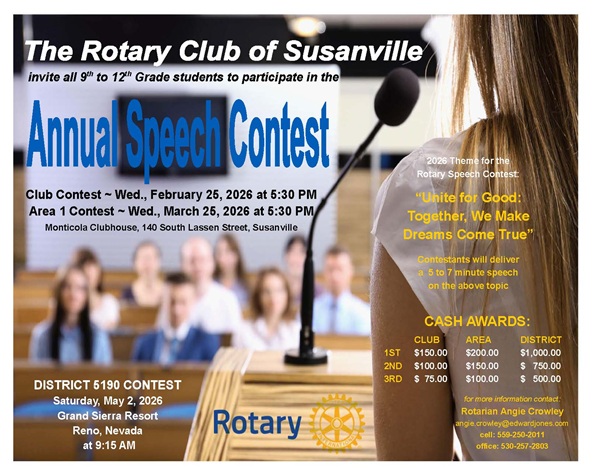 Join the Rotary Club Annual Speech Contest for High School Students and Win Prizes
