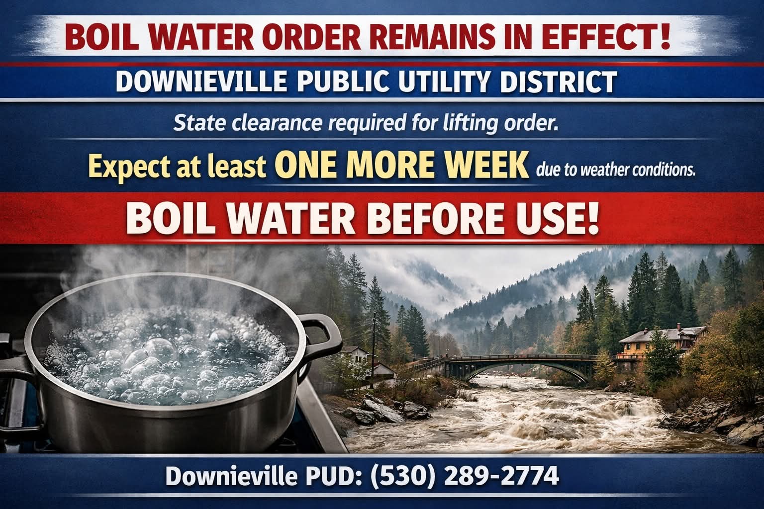 Downieville Boil Water Order Continues Until State Testing Confirms Safety