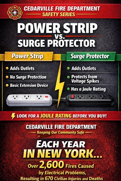 Cedarville Fire Department Tips on Choosing Power Strips and Surge Protectors for Electrical Safety