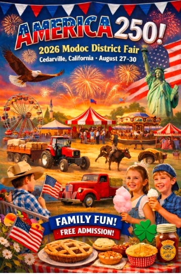 Join the 2026 Modoc District Fair Celebrate America 250 with Photos Sponsors and Volunteers Wanted