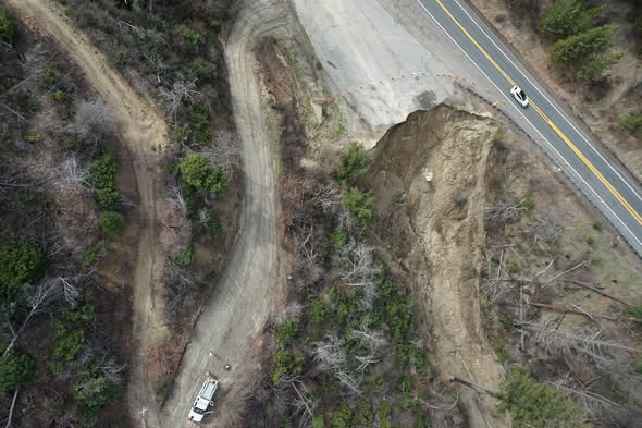 Ongoing Slide Repair Work Near Buckhorn Summit on California State Route 299