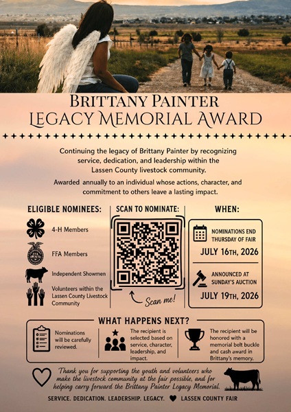 Lassen County Livestock Community Honors Service and Leadership with Annual Brittany Painter Award