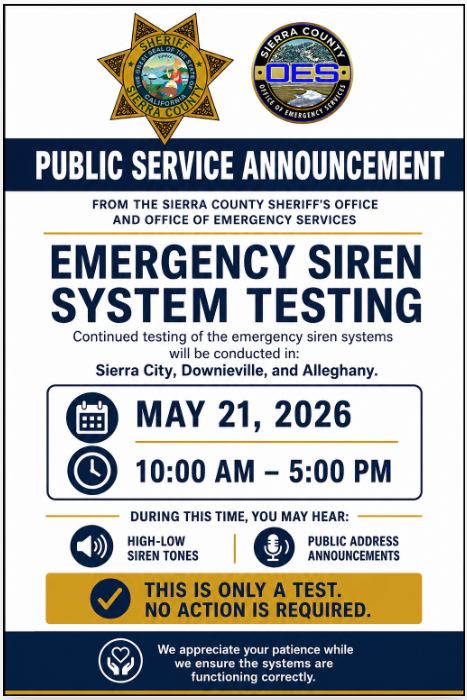 Sierra County Emergency Sirens Undergoing Testing