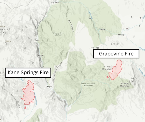 Kane Springs and Grapevine Fires News Release
