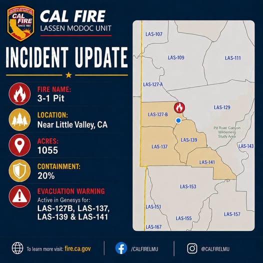 3-1 Fire Grows to 1,049 Acres; Containment Reaches 20 Percent