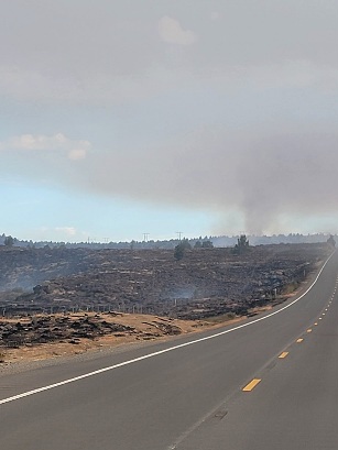 Biscar Fire Grows to 40000 Acres US 395 Reopening with Traffic Controls and Wildlife Caution