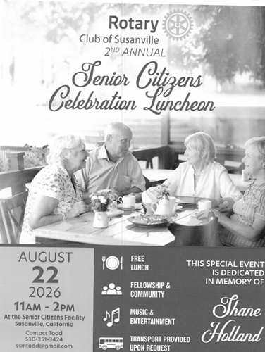 Susanville Rotary Club to Honor Local Seniors with Free Community Luncheon