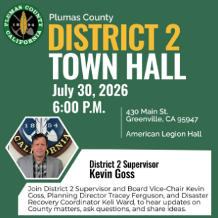 Plumas County District 2 Supervisor to Host Greenville Town Hall