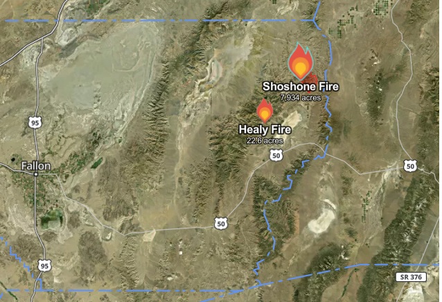 Shoshone Fire Expands to Nearly 8,000 Acres Challenging Firefighters in Rugged Nevada Terrain