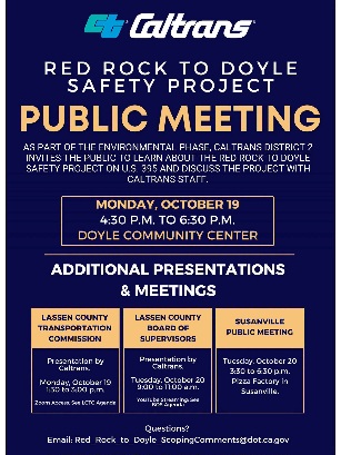 Public Meetings Announced for Red Rock to Doyle Safety Project on US 395