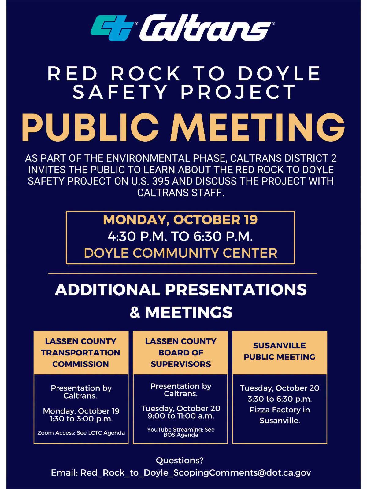 Caltrans Dist. 2 to Host Public Meetings on U.S. 395 Safety Improvements