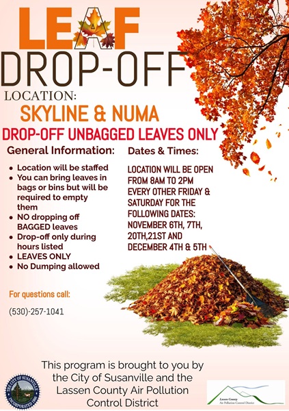 Susanville Leaf Drop Off Program Details and Schedule for Fall 2026