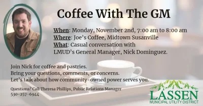 Community Invited to LMUD’s Monthly ‘Coffee With The GM’ on Nov. 2