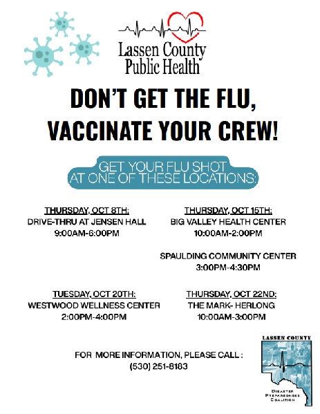 Lassen County Flu Shot Clinics Scheduled for October Protect Your Family